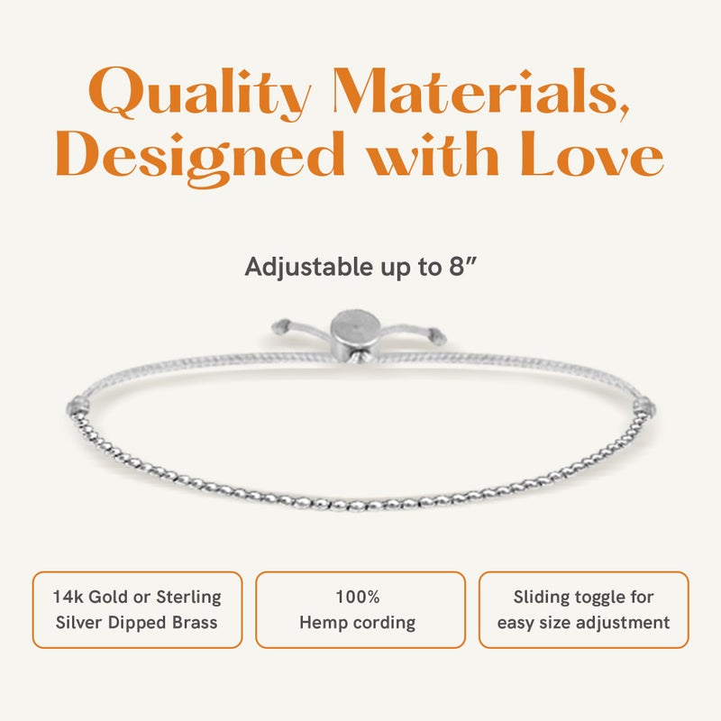 Lucky Feather 50th birthday gifts for her | 50th birthday gifts for women Bracelet | 14K Gold, Rose Gold, or Silver Dipped Beads on Adjustable Cord | Trendy 50 year old gifts for women | With Card - Image 2